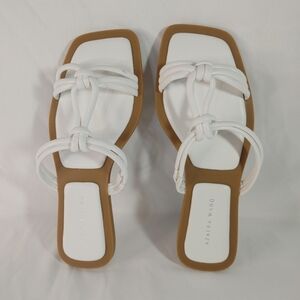 Azalea Wang White Knotted Slide Sandals Women’s Size 8 Flat Square Toe